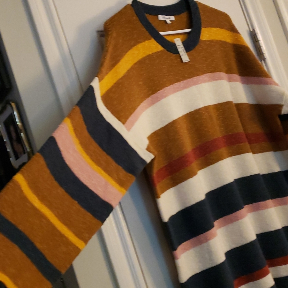 NWT Madewell Drop Shoulder Striped Earthy Sweater Dress XXL